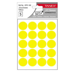 Etichete Rotunde 25mm Galbene 100/tipla Tanex
