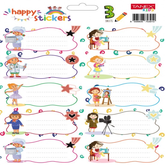 Etichete Scolare 30/set Fete Meserii Tls-727 Tanex