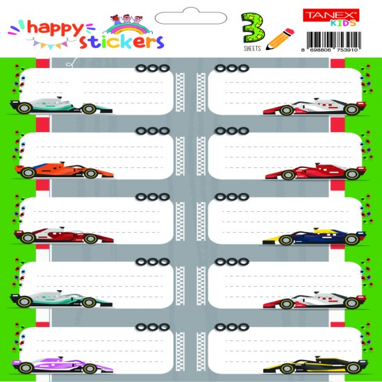 Etichete Scolare 30/set Masini De Curse Tls-749 Tanex