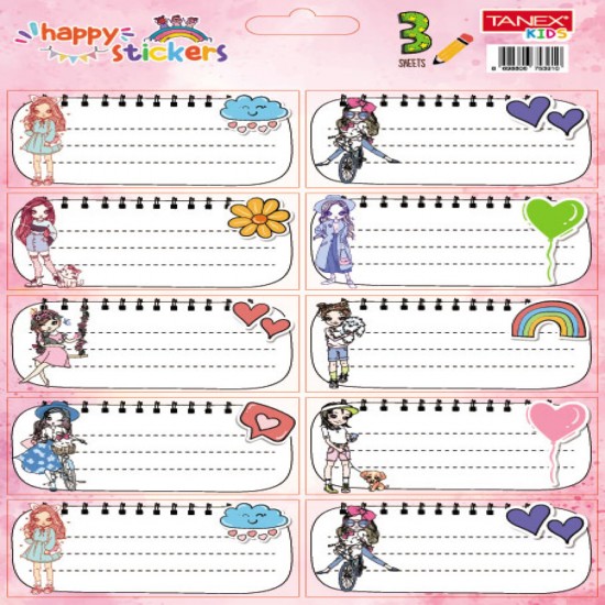 Etichete Scolare 30/set Girls Tls-826 Tanex