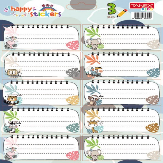 Etichete Scolare 30/set Animale Salbatice Tls-833 Tanex