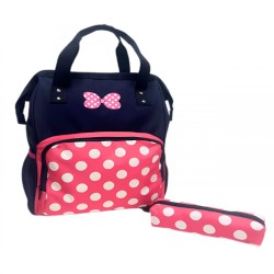 Ghiozdan Clasele 1-4 Blue Roz Cu Penar 3 Fermoare Pigna