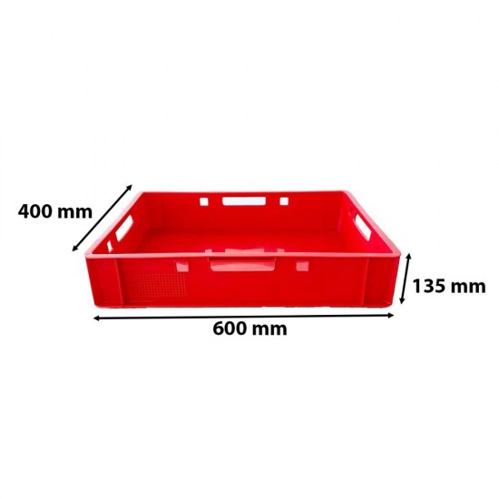 Lada pentru Transport Carne E1 Euro Plastic Rosie, Dimensiuni 600x400x135 mm