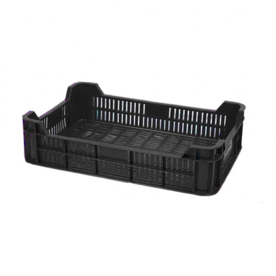 Naveta M10, Plastic HDPE, 60x40x15 cm, Negru, Ladita Transport Legume, Ladita Transport Fructe, Ladita Depozitare, Ladita Fructe, Ladita Legume, Ladita Aprozar, Ladita Gradinarit, Ladita Agricultura, Ladita Practica, Lada Plastic HDPE