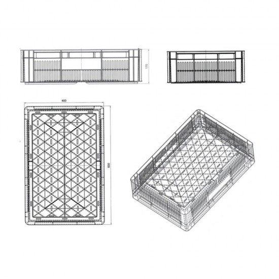 Naveta A107, Plastic HDPE, 60x40x17 cm, Perforata, Neagra