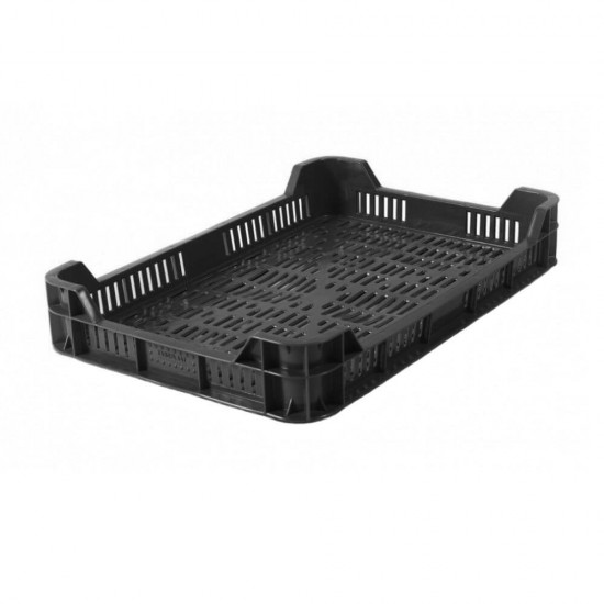 Naveta M5, Plastic HDPE, 60x40x10 cm, Perforata, Neagra