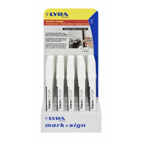 Display Markere Cu Creta, Lyra, Pentru Table De Scris, Varf 2-4mm, 20 Buc/display - Albe