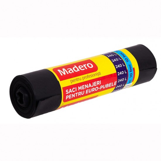 Saci Menajeri In Rola Madero Capacitate 240l, 10 Buc/rola, Culoare Neagra, Folie Ldpe Groasa