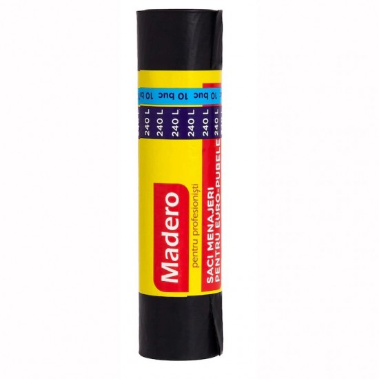Saci Menajeri In Rola Madero Capacitate 240l, 10 Buc/rola, Culoare Neagra, Folie Ldpe Groasa