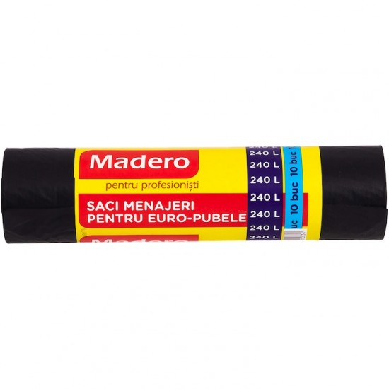 Saci Menajeri In Rola Madero Capacitate 240l, 10 Buc/rola, Culoare Neagra, Folie Ldpe Groasa