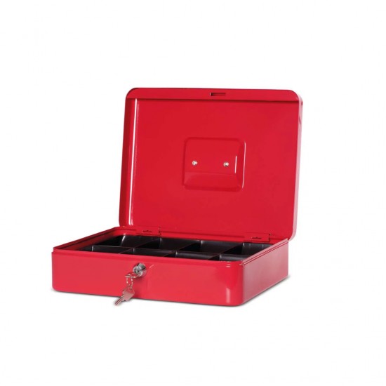 Caseta (cutie) Metalica Pentru Bani, 300 X 250 X 87 Mm, Maul - Rosie