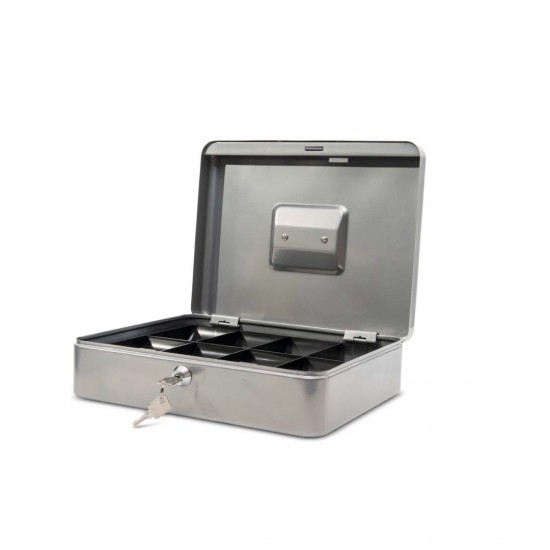 Caseta (cutie) Metalica Pentru Bani, 300 X 250 X 87 Mm, Maul - Argintie