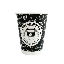 Pahare Carton 8 OZ Model Coffee Mania, Capacitate 235 ml, 50 Buc/Set