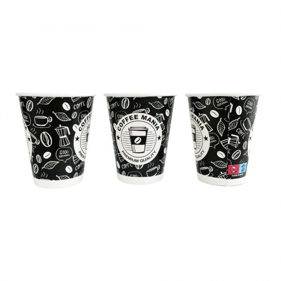 Pahare Carton 8 OZ Model Coffee Mania, Capacitate 235 ml, 50 Buc/Set