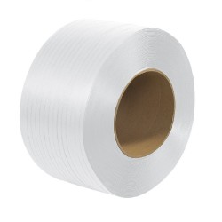 Banda de Legat PP Alba, 8mm x 4500m, Grosime 0.55 mm, Greutate Rola 22 Kg  - Banda Polipropilena pentru Ambalare si Paletizare, Banda pentru Ambalare Manuala