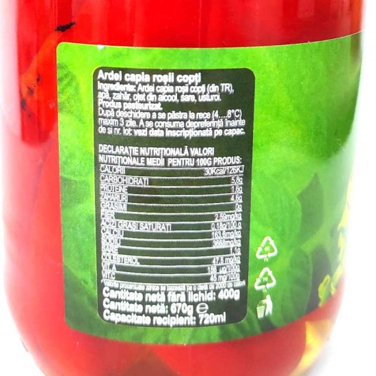 Ardei Capia Copt Olympia, 720 ml