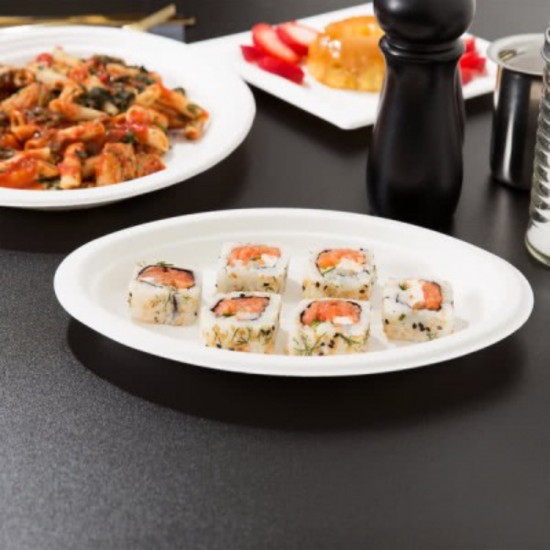 Set 50 Farfurii Biodegradabile, 18 cm, Trestie de Zahar