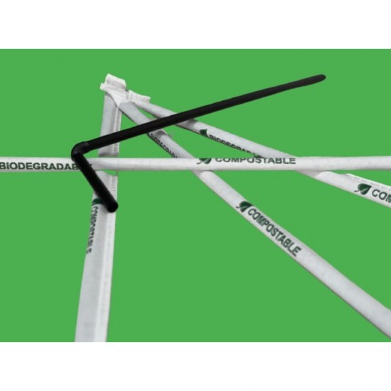 Set 400 Paie Biodegradabile PLA, Flexibile, Negre