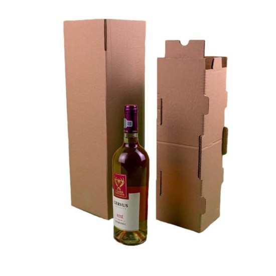 Set 50 Cutii pentru 1 Sticla, cu Separator, 130x130x395 mm, Carton CO5 Natur