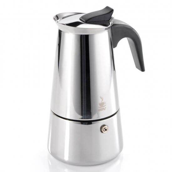 Espressor din Inox pentru 9 Cesti, Culoare Argintiu/Negru, Capacitate 450 ml, Espressor pentru Aragaz, Espressor Cafea, Cafetiera, Cafetiera 9 Portii, Cafetiera Moka, Oala Moka, Espressor Moka, EspressoareAragaz, Cafetiere Aragaz