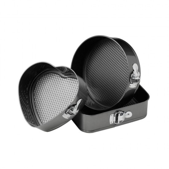 Set 3 Tavi pentru Copt, Forma Inima/Rotunda/Patrata, Tavi cu Baza Detasabila, Tavi de Copt, Tavi pentru copt, Set Tavi de Copt, Tava Forma Inima, Tava Patrata, Tava Rotunda, Forme Gatit, Forme Copt