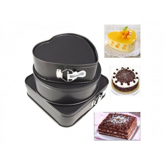 Set 3 Tavi pentru Copt, Forma Inima/Rotunda/Patrata, Tavi cu Baza Detasabila, Tavi de Copt, Tavi pentru copt, Set Tavi de Copt, Tava Forma Inima, Tava Patrata, Tava Rotunda, Forme Gatit, Forme Copt