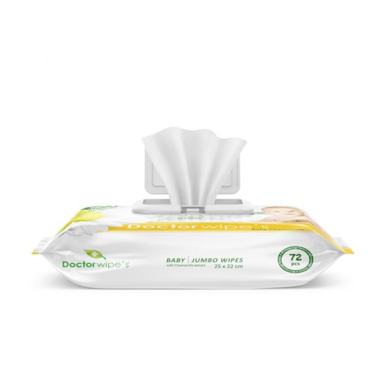 Servetele Umede DOCTOR WIPE'S Baby Jumbo, 72 Buc/Pachet, Extract de Musetel, Servetele Umede Bebelusi cu Extracte Naturale, Servetele Umede pentru Copii, Servetele Umede Baby, Servetele Umede DOCTOR WIPE'S, Servetele Umede Bebelusi DOCTOR WIPE'S
