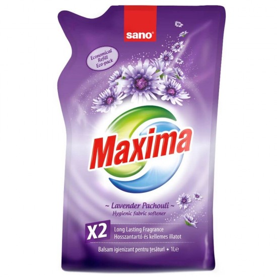 Rezerva Balsam Rufe Sano Maxima, 1 L, Lavender Pachouli, Lavanda, Rezerva Balsam Igienizant pentru Haine, Rezerve Balsamuri pentru Rufe Sano Maxima, Rezerva Balsam pentru Tesaturi, Rezerva Sano Maxima Balsam de Rufe Parfumat