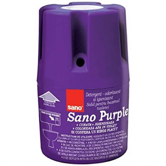 Odorizant Solid pentru Bazin Toaleta SANO Purple,150 g, Mov, Detergent Toaleta, Odorizant Toaleta, Detergent Solid pentru Toaleta, Odorizant Solid pentru Toaleta, Detergent Odorizant pentru Bazin Toaleta