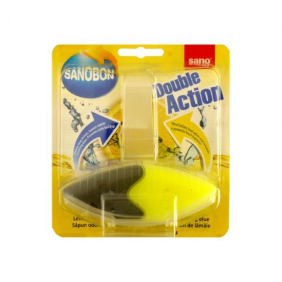Odorizant pentru Vasul Toaletei 2 in 1 SANO Bon 55 g, Parfum Lamaie, Albastru, Odorizant pentru Toaleta, Detergent pentru Toaleta, Odorizant Vas de Toaleta Sano, Detergent Vas de Toaleta Sano, Detergent Odorizant Toaleta