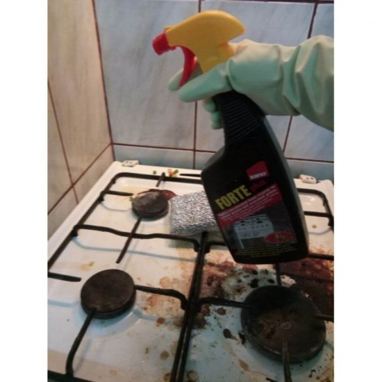 SANO Forte Plus, 500 ml, pentru Indepartarea Grasimilor de pe Aragaz, Detergent Spuma Concentrat, Solutie Importiva Grasimii Arse, Solutie Aragaz cu Pulverizator, Detergenti cu Pulverizator, Solutie Indepartare Grasime si Arsuri