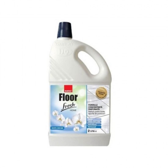 Detergent Lichid Pardoseli Sano Floor Fresh, 2 L, Parfum de Orhidee, Concentrat, Toate Tipurile de Pardoseli, Detergent Pardoseli, Solutie Curatare Pardoseli, Detergent Podea, Detergent Universal Podea, Solutie Universala Podea