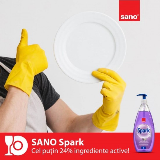 SANO Spark Detergent Lichid pentru Vase, 1 L, Parfum Lavanda, Detergent Vase cu Parfum Delicat de Levantica, Detergent Vase cu Pompita, Detergenti Lichizi pentru Vase, Detergent Bucatarie, Solutie de Curatat Sano