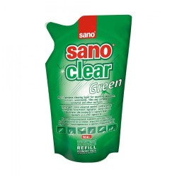 Rezerva Detergent Geamuri SANO Clear Green, 750 ml, Rezerva Detergent Lichid Universal pentru Curatarea Ferestrelor, Solutie pentru Geamuri si Suprafete Lucioase, Rezerva pentru Curatat Ferestre, Rezerve Detergenti Lichizi pentru Geam