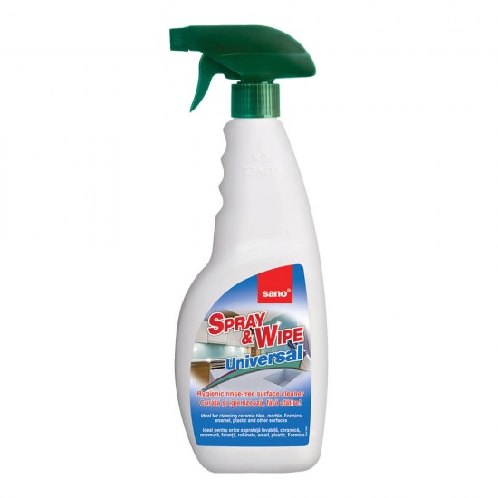 Spray &amp; Wipe Universal Sano, 750 ml, Detergent Lichid Universal, Recipient cu Pompa, Pentru Orice Tip de Suprafata, Detergent Universal, Solutie Curatare Universala, Detergent Lichid Universal, Detergent Multi Suprafete, Spray Multisuprafete