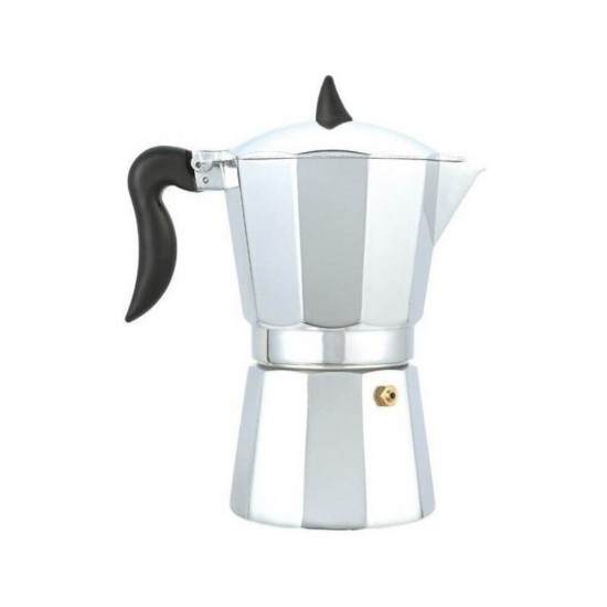Espressor Aluminiu pentru 3 Cesti, Material Aluminiu, Culoare Aringtiu/Negru, Capacitate 250 ml, Expresor din Aluminiu, Espressor Cafea pentru Trei Persoane, Cafetiera Espressor, Espressor din Aluminiu, Espressor Aragaz, Espressor pentru Cafea,