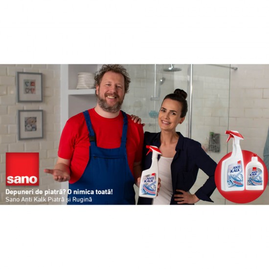 Solutie Indepartare Calcar SANO Anti Kalk, 750 ml, Solutie Anticalcar, Solutie Anticalcar Diverse Suprafete, Solutie Indepartare Calcar Suprafete Multiple, Solutie Anticalcar Suprafete Diferite, Detergenti Suprafete Multiple