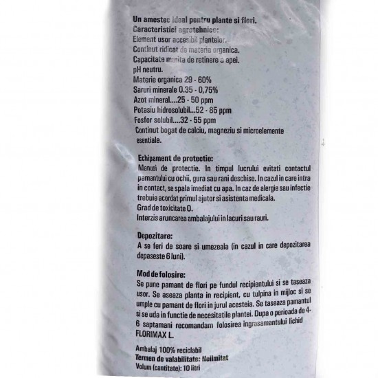 Pamant pentru Flori Florimax, Cantitate 10 L