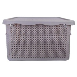 Cutie Depozitare din Plastic cu Capac, Crem,40 L