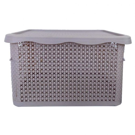 Cutie Depozitare din Plastic cu Capac, Crem,40 L