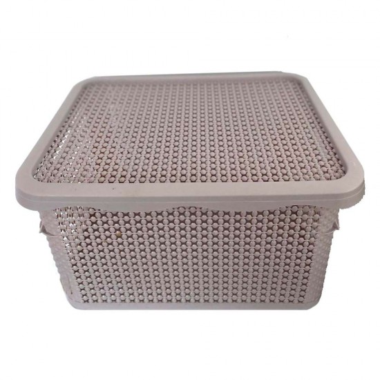 Cutie Depozitare din Plastic cu Capac, Crem,40 L