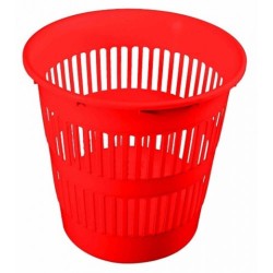 Cos de Plastic Birou STERK, 28x29 cm, Rosu, Cosuri pentru Birou, Cosuri din Plastic pentru Birou, Cos din Plastic pentru Hartii, Cos Plastic cu Perforatii, Cos de Plastic Hartii, Cosuri Mici pentru Hartii, Cosuri Birou pentru Depozitare Hartii