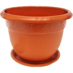 Ghiveci cu Tava STERK, 15x12 cm, Plastic Maro, Ghiveci pentru Flori, Ghiveci cu Tavita pentru Flori, Ghivece, Ghivece Plastic cu Tavita, Articole Decorative, Ghivece cu Tavita pentru Flori, Ghivece cu Tava pentru Flori