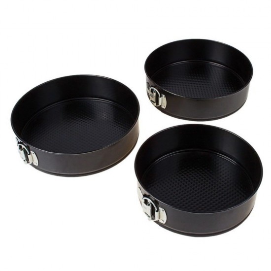 Set 3 Tavi pentru Copt, Forma Rotunda, 24/26/28 cm, Tavi cu Baza Detasabila, Tavi de Copt, Tavi pentru Copt, Set Tavi de Copt, Tava Forma Rotunda, Tava Cerc, Tava Rotunda, Forme Gatit, Forme Copt