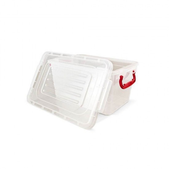 Cutie Alimente STERK, 8L, 34.5x22.5x15 cm, Dreptunghiulara cu Capac si Manere, Plastic Transparent, Cutii din Plastic Depozitare Alimente, Cutie Alimentara din Plastic, Caserole din Plastic pentru Alimente, Cutii Depozitare cu Capac pentru Alimente