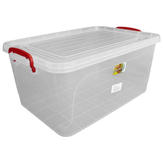 Cutie Alimente Dreptunghiulara cu Maner, Capacitate 20 L, Culoare Recipient Incolor, Dreptunghiulara cu Capac si Manere, Plastic Transparent, Cutii din Plastic Depozitare Alimente, Cutie Alimentara din Plastic, Caserole din Plastic pentru Alimente