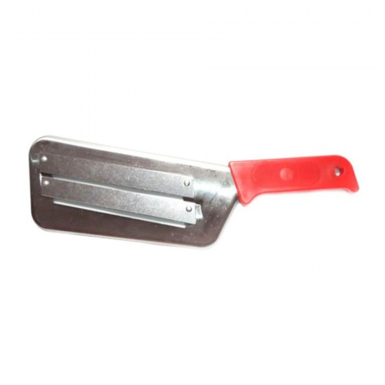 Cutit pentru Varza, Maner din Plastic de Culoare Rosie, Cutit cu Lame Duble, Cutit cu Doua Lame, Cutit pentru Tocat Varza, Cutit Lama Dubla pentru Varza, Cutit Varza, Cutit pentru Tocat Legume, Taietor de Varza Manual, Ustensile de Tocat Varza