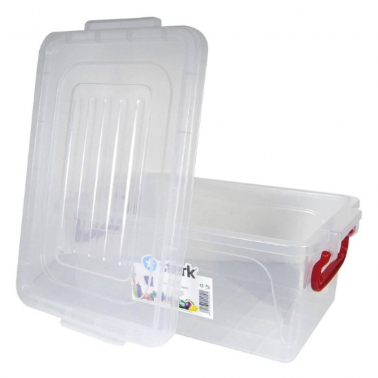 Cutie Alimente Dreptunghiulara cu Maner, Capacitate 1 L, Dimensiune 16.5x12x8 cm, Culoare Recipient Incolor, Dreptunghiulara cu Capac si Manere, Plastic Transparent, Cutii din Plastic Depozitare Alimente, Cutie Alimentara din Plastic,