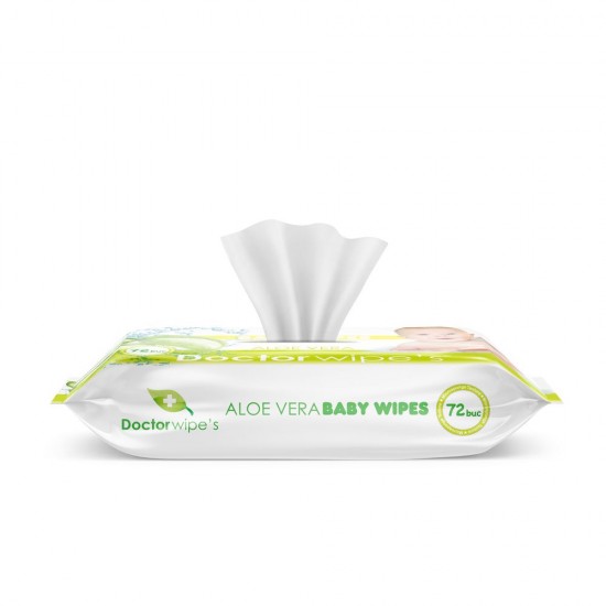 Servetele Umede DOCTOR WIPE'S Aloe Vera, 72 Buc/Pachet, Extract de Aloe Vera, Servetele Umede Bebelusi cu Extracte Naturale, Servetele Umede pentru Copii, Servetele Umede Baby, Servetele Umede DOCTOR WIPE'S, Servetele Umede Bebelusi DOCTOR WIPE'S