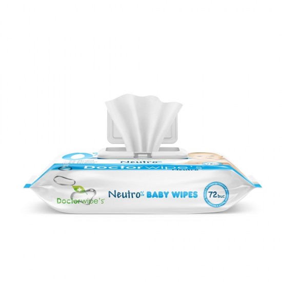 Servetele Umede DOCTOR WIPE'S Neutro Baby Wipes, 72 Buc/Pachet, cu Glicerina, Servetele Umede Bebelusi cu Glicerina, Servetele Umede pentru Copii, Servetele Umede Baby, Servetele Umede DOCTOR WIPE'S, Servetele Umede Bebelusi DOCTOR WIPE'S
